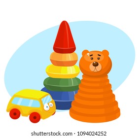 pyramid toy, car