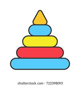 Pyramid toy color icon. Isolated vector illustration