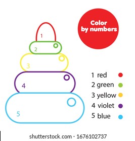 pyramid toy. coloring page for kids. Educational children game for elementary level. Color by numbers for pre school age
