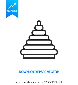Pyramid toy flat icon with long shadow