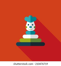 Pyramid toy flat icon with long shadow,eps10