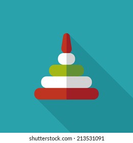 Pyramid toy flat icon with long shadow,eps10