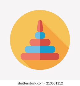 Pyramid toy flat icon with long shadow,eps10
