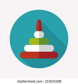 Pyramid toy flat icon with long shadow,eps10