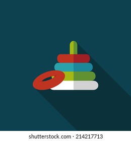 Pyramid toy flat icon with long shadow,eps10