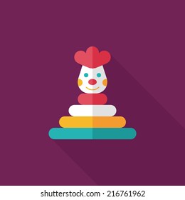 Pyramid toy flat icon with long shadow,eps10