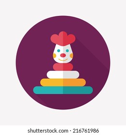Pyramid toy flat icon with long shadow,eps10