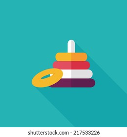 Pyramid toy flat icon with long shadow,eps10