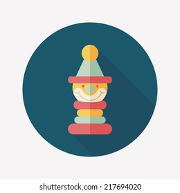 Pyramid toy flat icon with long shadow,eps10