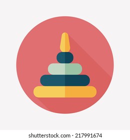 Pyramid toy flat icon with long shadow,eps10