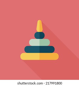 Pyramid toy flat icon with long shadow,eps10