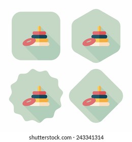 Pyramid toy flat icon with long shadow,eps10