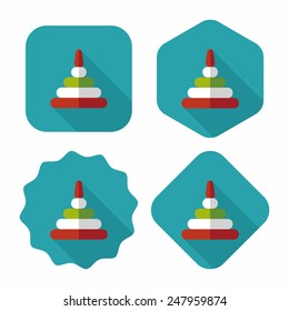 Pyramid toy flat icon with long shadow,eps10