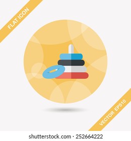 Pyramid toy flat icon with long shadow,eps10