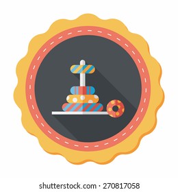 Pyramid toy flat icon with long shadow,eps10