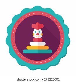 Pyramid toy flat icon with long shadow,eps10