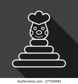 Pyramid toy flat icon with long shadow, line icon