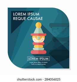 Pyramid toy flat icon with long shadow,eps10