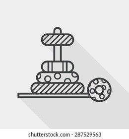 Pyramid toy flat icon with long shadow, line icon