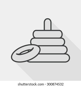 Pyramid toy flat icon with long shadow, line icon