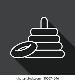 Pyramid toy flat icon with long shadow, line icon