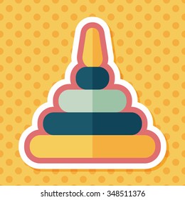 Pyramid toy flat icon with long shadow,eps10