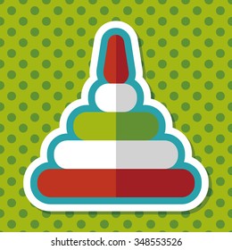 Pyramid toy flat icon with long shadow,eps10