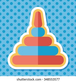 Pyramid toy flat icon with long shadow,eps10