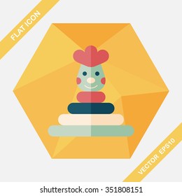 Pyramid toy flat icon with long shadow,eps10