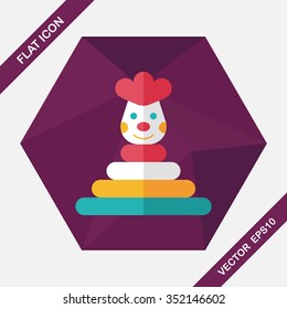 Pyramid toy flat icon with long shadow,eps10