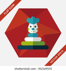 Pyramid toy flat icon with long shadow,eps10