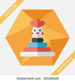 Pyramid toy flat icon with long shadow,eps10