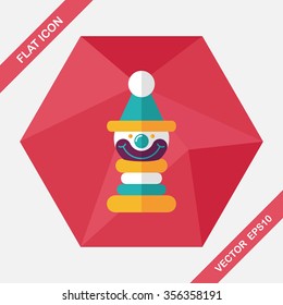 Pyramid toy flat icon with long shadow,eps10