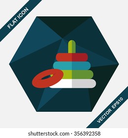 Pyramid toy flat icon with long shadow,eps10