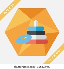 Pyramid toy flat icon with long shadow,eps10