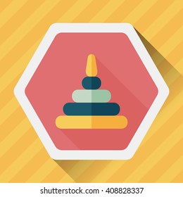 Pyramid toy flat icon with long shadow,eps10