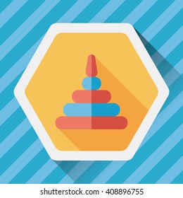 Pyramid toy flat icon with long shadow,eps10