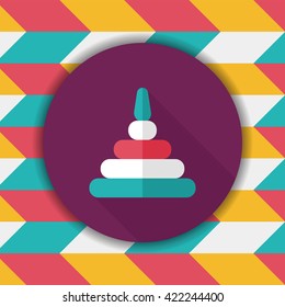 Pyramid toy flat icon with long shadow,eps10