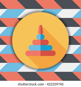 Pyramid toy flat icon with long shadow,eps10