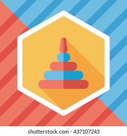 Pyramid toy flat icon with long shadow,eps10