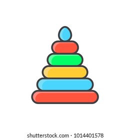 Pyramid toy flat line colored icon.