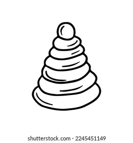 Pyramid toy in hand drawn doodle style. Vector illustration on white background.