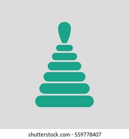 Pyramid toy ico. Gray background with green. Vector illustration.