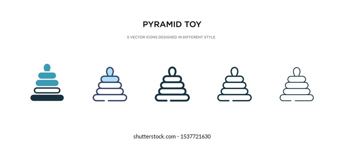 pyramid toy icon in different style vector illustration. two colored and black pyramid toy vector icons designed in filled, outline, line and stroke style can be used for web, mobile, ui