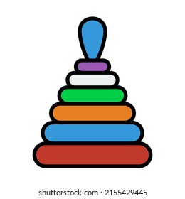 Pyramid Toy Icon. Editable Bold Outline With Color Fill Design. Vector Illustration.