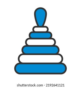 Pyramid Toy Icon. Editable Bold Outline With Color Fill Design. Vector Illustration.