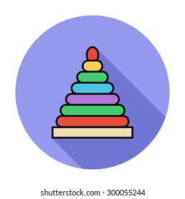 Pyramid toy icon. Flat vector related icon whit long shadow for web and mobile applications. It can be used as - logo, pictogram, icon, infographic element. Vector Illustration. 