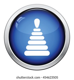 Pyramid toy icon. Glossy button design. Vector illustration.