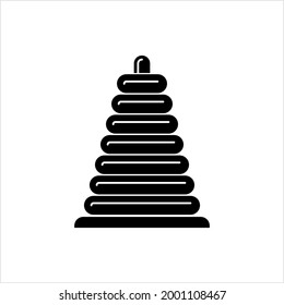 Pyramid Toy Icon, Kids Children Stackable Ring Toy Vector Art Illustration