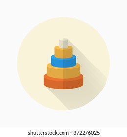 Pyramid toy icon , Vector flat long shadow design. Children's toys concept.